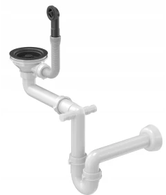 Zlewozmywak jednokomorowy COBALT biały +  syfon czarny