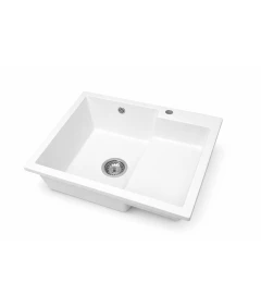 Zlewozmywak jednokomorowy COMAZ  biały + syfon