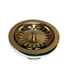 Syfon złoty do zlewu  3,5` przyścienny z prostokątnym przelewem