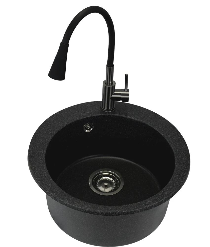 Zlewozmywak jednokomorowy VIVA grafit + bateria flex dwustrumieniowa