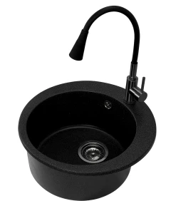 Zlewozmywak jednokomorowy VIVA grafit + bateria flex dwustrumieniowa