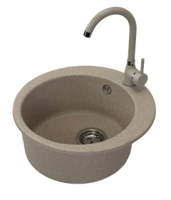 Zlewozmywak jednokomorowy VIVA beż + bateria NOON