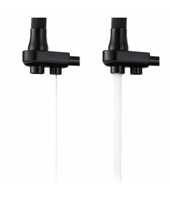 Zlewozmywak jednokomorowy VIVA czarny + bateria trójdrożna z wyciąganą wylewką + czarny syfon