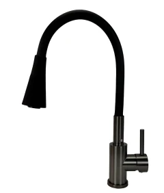 Zlewozmywak jednokomorowy ELAN czarny + bateria Flex LAGUNA