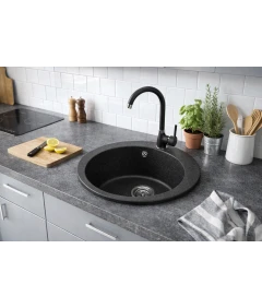 Zlewozmywak jednokomorowy VIVA grafit + bateria NOON